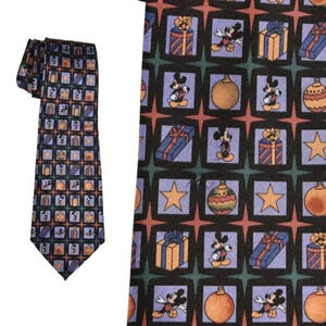 Vintage Disney Unlimited  Mickey Mouse Christmas Neck Tie Holiday